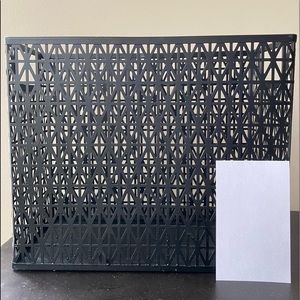 black metal file bin